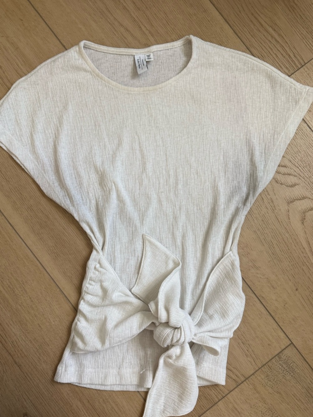& Other Stories Cream Tie-Waist Short Sleeve Tee